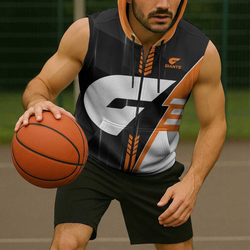 Personalized Greater Western Sydney Giants Sleeveless Zip Hoodie Modern Geometric Sports Graphic Style