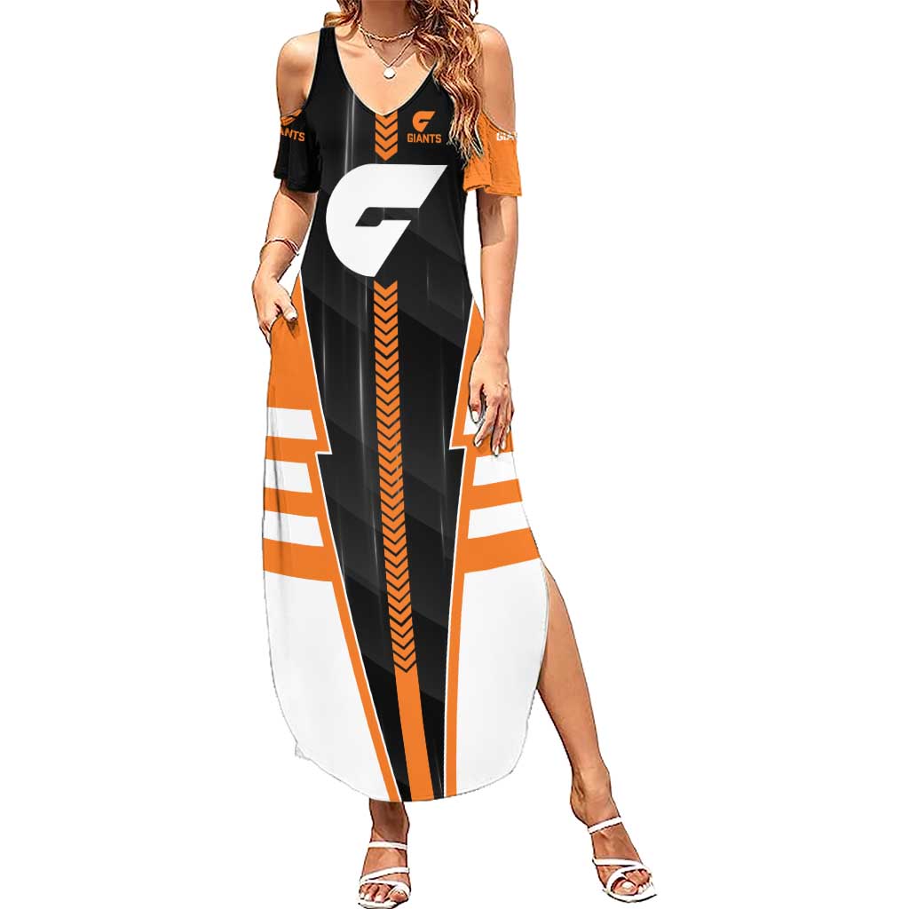 Personalized Greater Western Sydney Giants Summer Maxi Dress Modern Geometric Sports Graphic Style