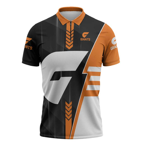 Personalized Greater Western Sydney Giants Zipper Polo Shirt Modern Geometric Sports Graphic Style