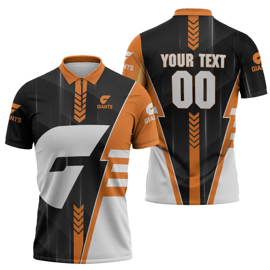 Personalized Greater Western Sydney Giants Zipper Polo Shirt Modern Geometric Sports Graphic Style