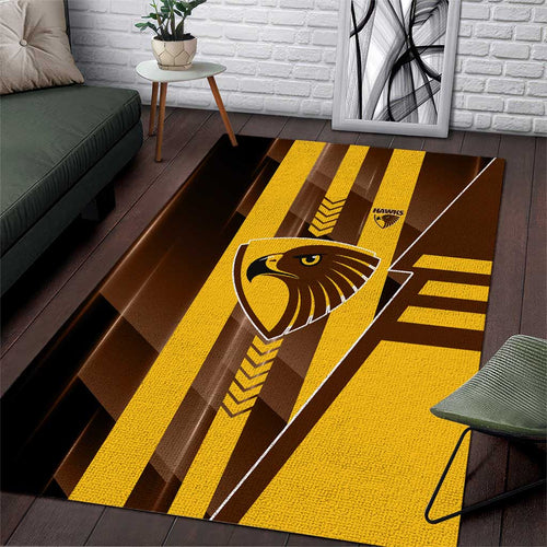 Hawthorn Hawks Area Rug Modern Geometric Sports Graphic Style
