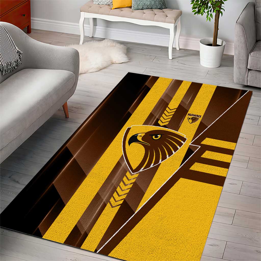 Hawthorn Hawks Area Rug Modern Geometric Sports Graphic Style