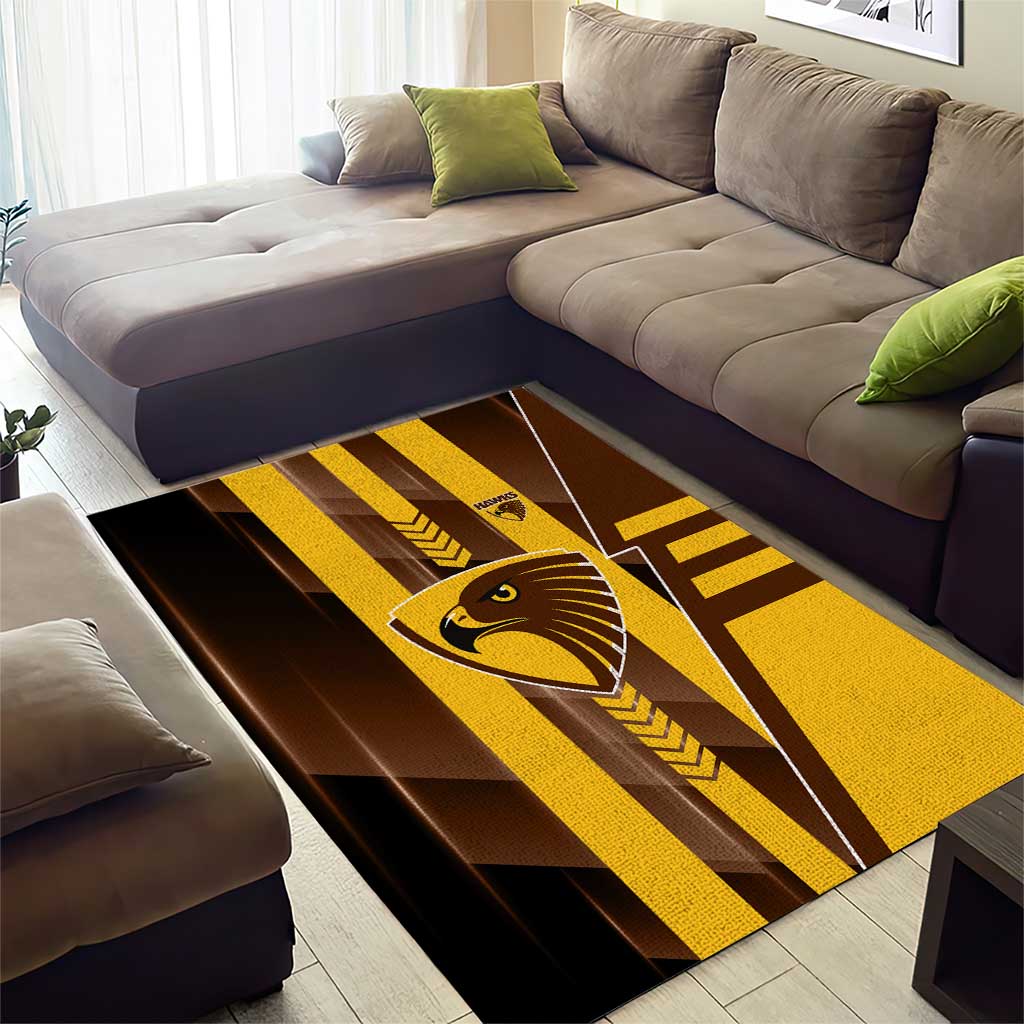 Hawthorn Hawks Area Rug Modern Geometric Sports Graphic Style