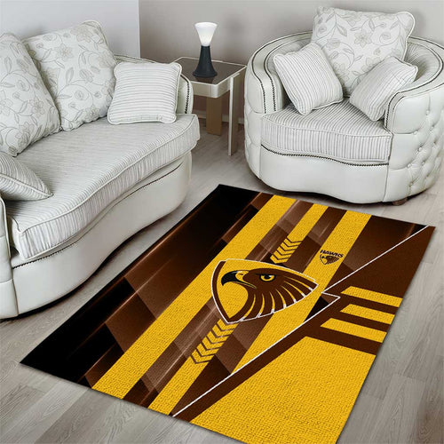 Hawthorn Hawks Area Rug Modern Geometric Sports Graphic Style