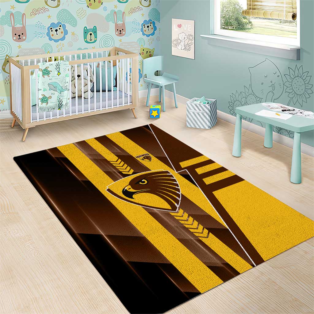 Hawthorn Hawks Area Rug Modern Geometric Sports Graphic Style