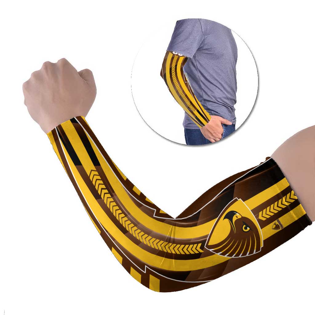 Personalized Hawthorn Hawks Arm Sleeves Modern Geometric Sports Graphic Style