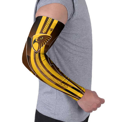 Personalized Hawthorn Hawks Arm Sleeves Modern Geometric Sports Graphic Style
