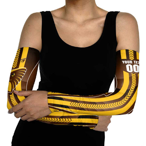 Personalized Hawthorn Hawks Arm Sleeves Modern Geometric Sports Graphic Style