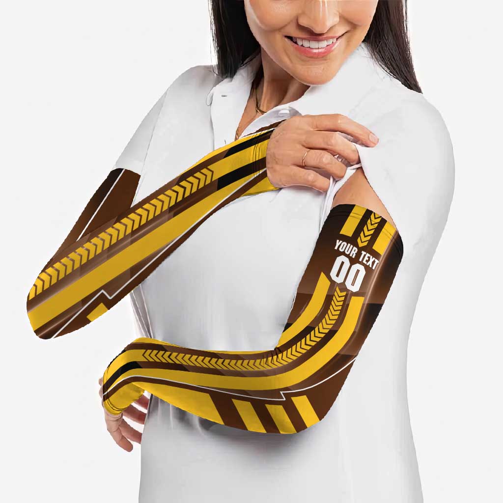 Personalized Hawthorn Hawks Arm Sleeves Modern Geometric Sports Graphic Style