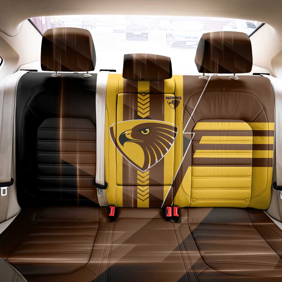 Hawthorn Hawks Back Car Seat Cover Modern Geometric Sports Graphic Style