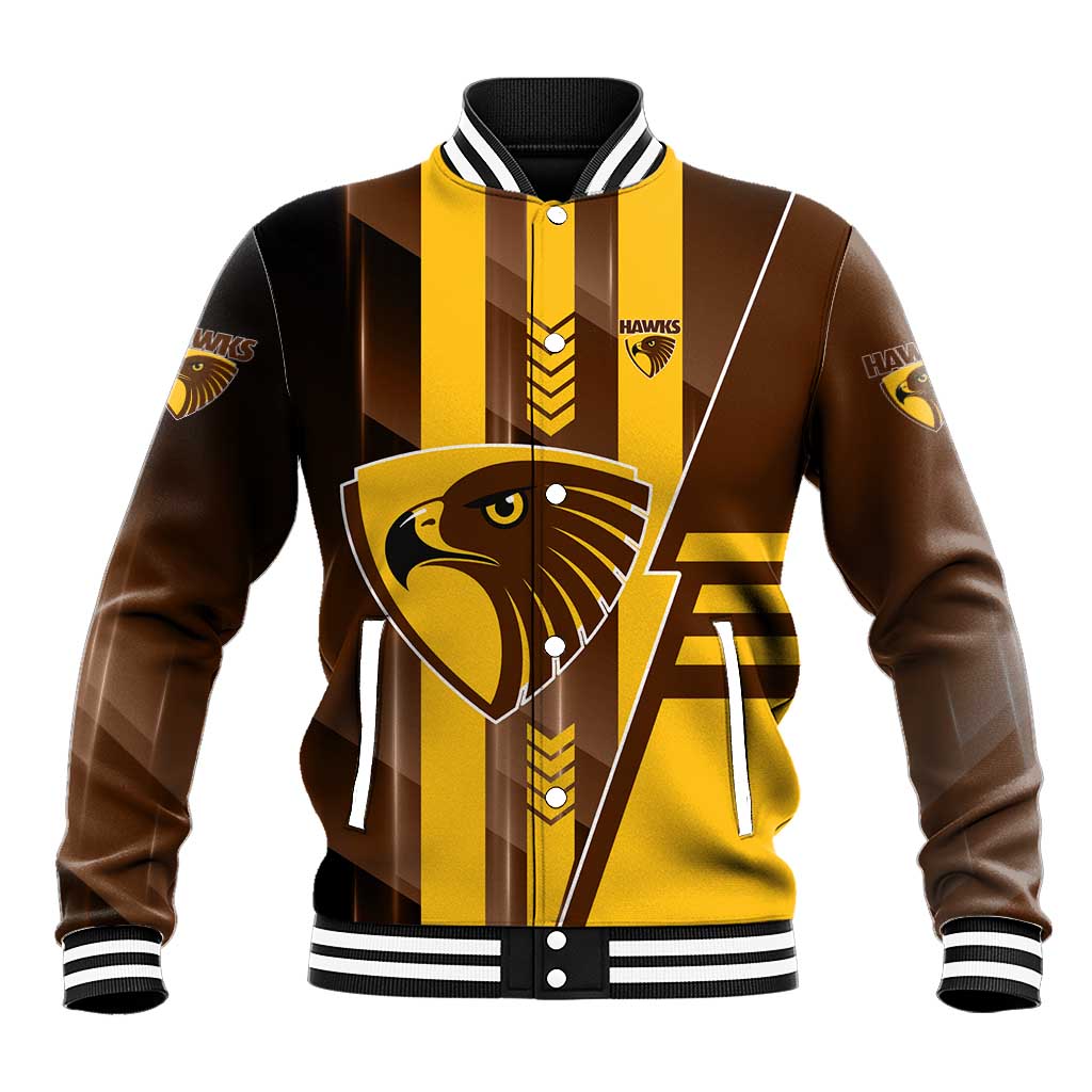 Personalized Hawthorn Hawks Baseball Jacket Modern Geometric Sports Graphic Style