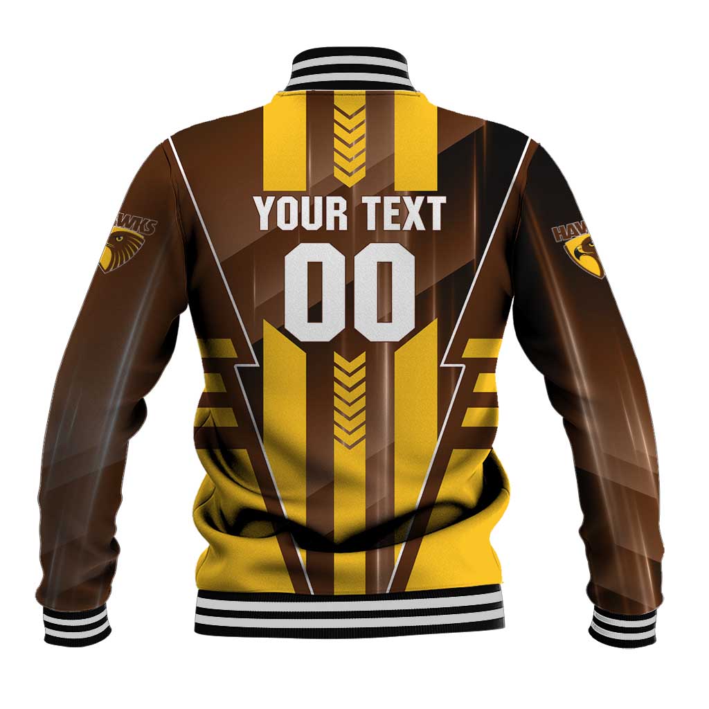 Personalized Hawthorn Hawks Baseball Jacket Modern Geometric Sports Graphic Style