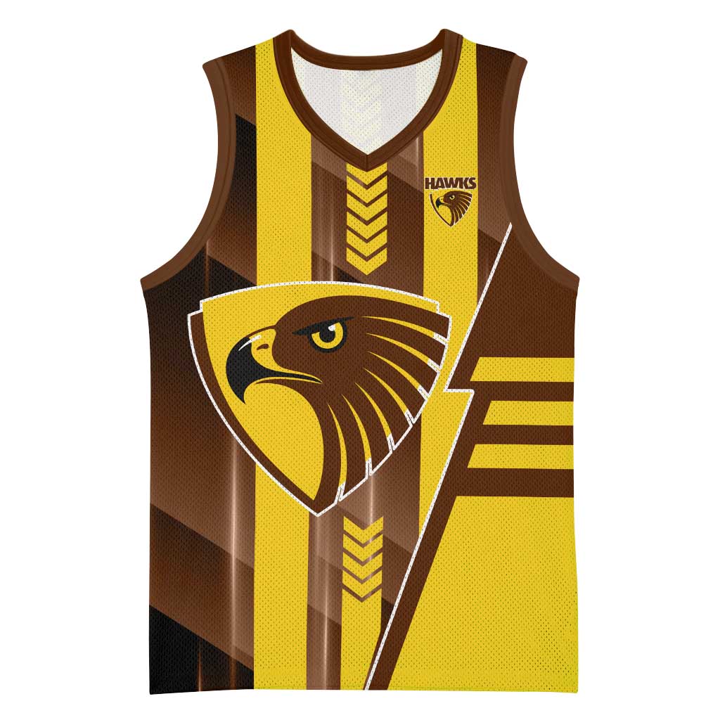 Personalized Hawthorn Hawks Basketball Jersey Modern Geometric Sports Graphic Style