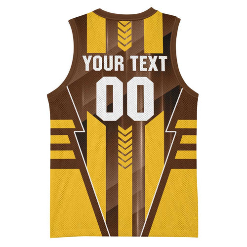 Personalized Hawthorn Hawks Basketball Jersey Modern Geometric Sports Graphic Style