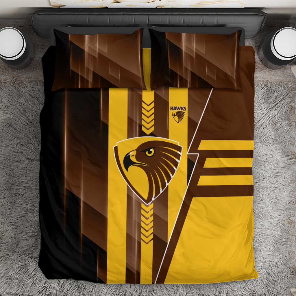 Hawthorn Hawks Bedding Set Modern Geometric Sports Graphic Style