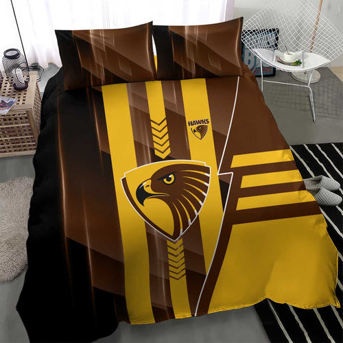 Hawthorn Hawks Bedding Set Modern Geometric Sports Graphic Style