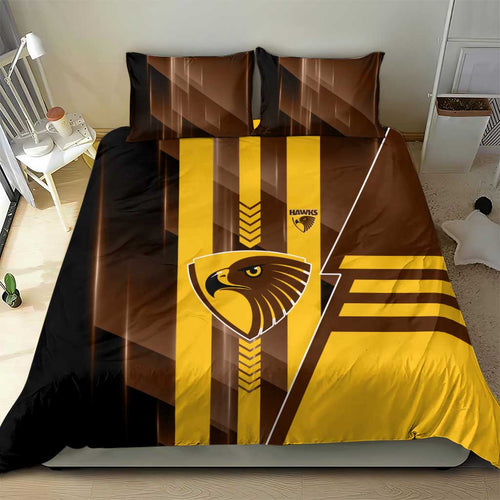 Hawthorn Hawks Bedding Set Modern Geometric Sports Graphic Style