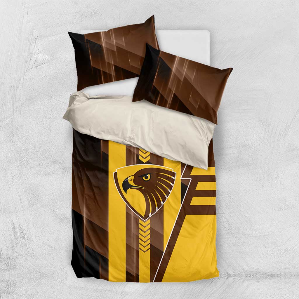Hawthorn Hawks Bedding Set Modern Geometric Sports Graphic Style