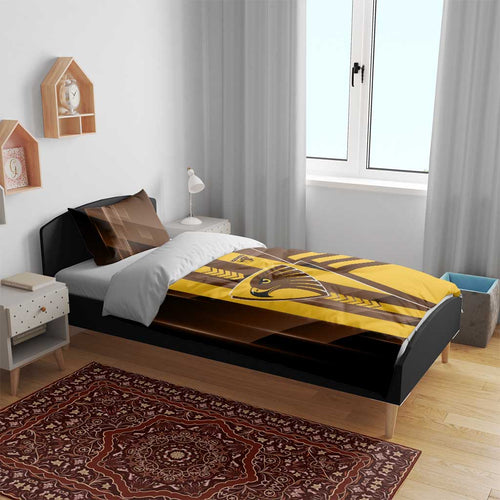 Hawthorn Hawks Bedding Set Modern Geometric Sports Graphic Style