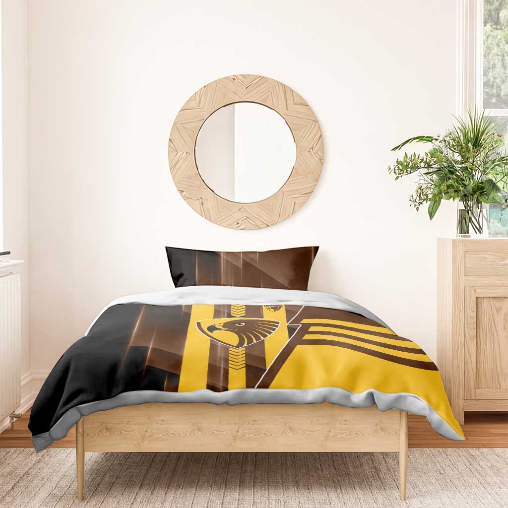 Hawthorn Hawks Bedding Set Modern Geometric Sports Graphic Style