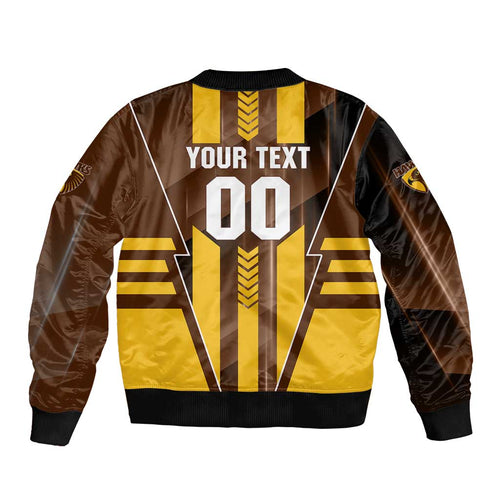 Personalized Hawthorn Hawks Bomber Jacket Modern Geometric Sports Graphic Style