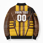Personalized Hawthorn Hawks Bomber Puffer Jacket Modern Geometric Sports Graphic Style