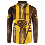 Personalized Hawthorn Hawks Button Sweatshirt Modern Geometric Sports Graphic Style
