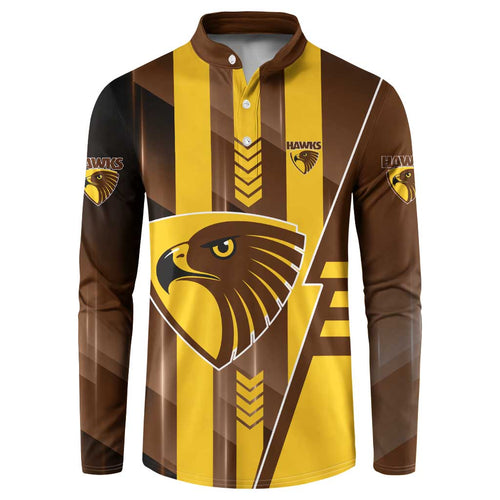 Personalized Hawthorn Hawks Button Sweatshirt Modern Geometric Sports Graphic Style