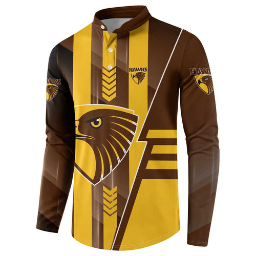 Personalized Hawthorn Hawks Button Sweatshirt Modern Geometric Sports Graphic Style