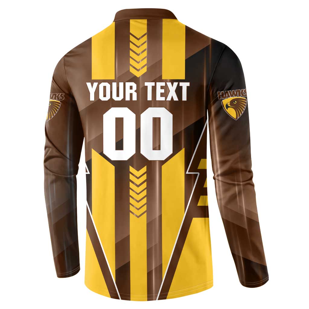 Personalized Hawthorn Hawks Button Sweatshirt Modern Geometric Sports Graphic Style