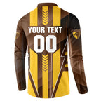 Personalized Hawthorn Hawks Button Sweatshirt Modern Geometric Sports Graphic Style