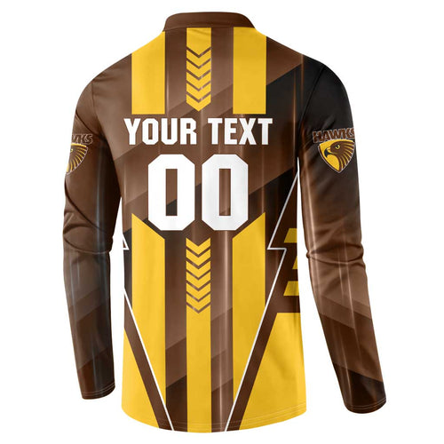 Personalized Hawthorn Hawks Button Sweatshirt Modern Geometric Sports Graphic Style