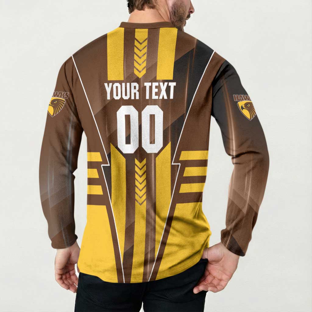 Personalized Hawthorn Hawks Button Sweatshirt Modern Geometric Sports Graphic Style