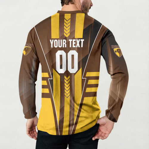 Personalized Hawthorn Hawks Button Sweatshirt Modern Geometric Sports Graphic Style