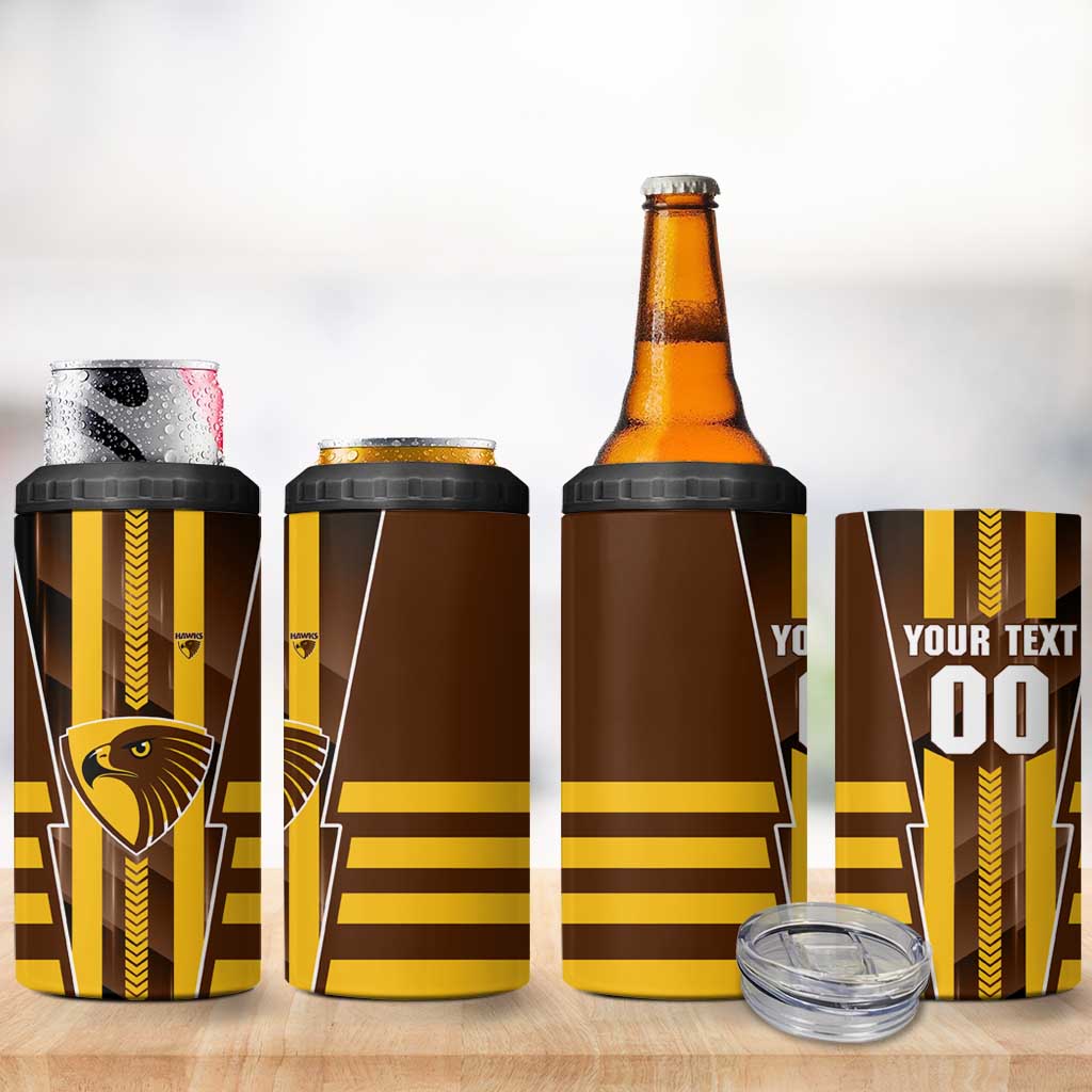 Personalized Hawthorn Hawks 4 in 1 Can Cooler Tumbler Modern Geometric Sports Graphic Style