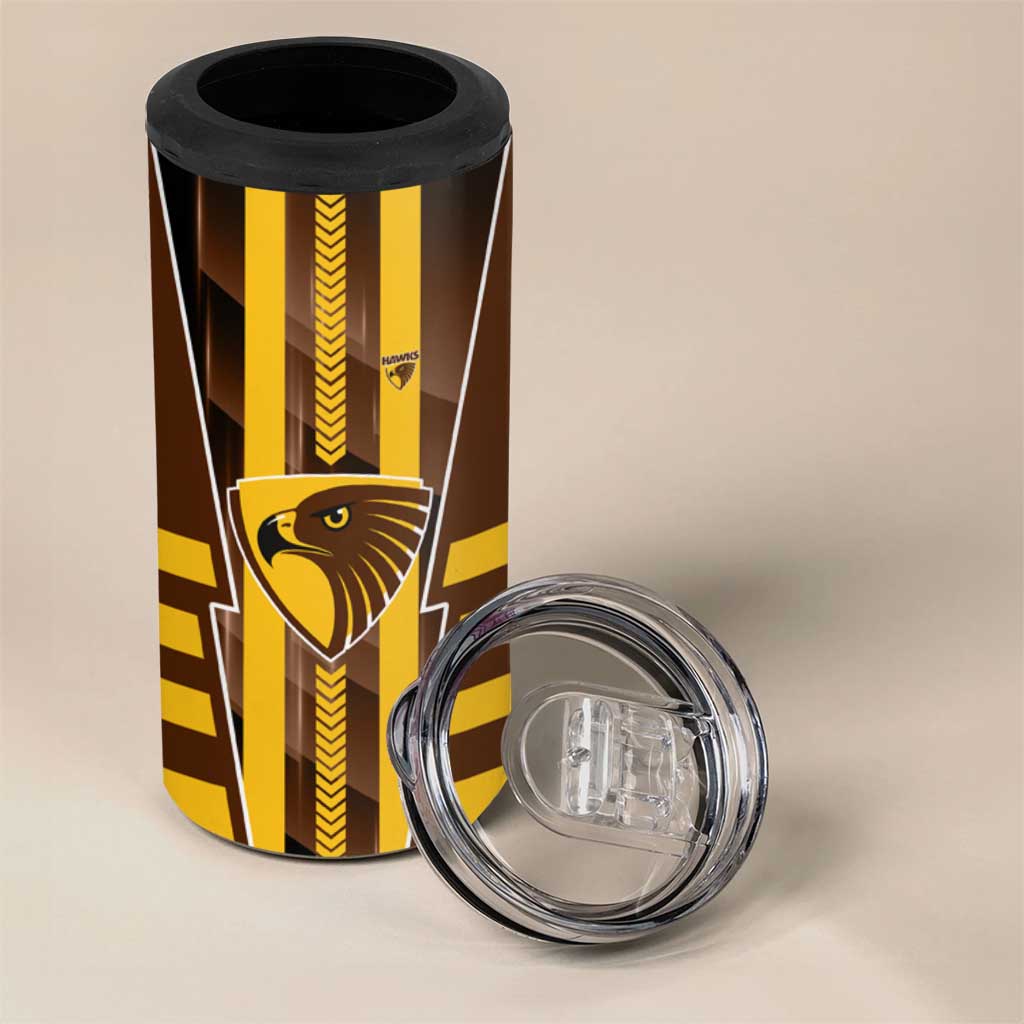 Personalized Hawthorn Hawks 4 in 1 Can Cooler Tumbler Modern Geometric Sports Graphic Style