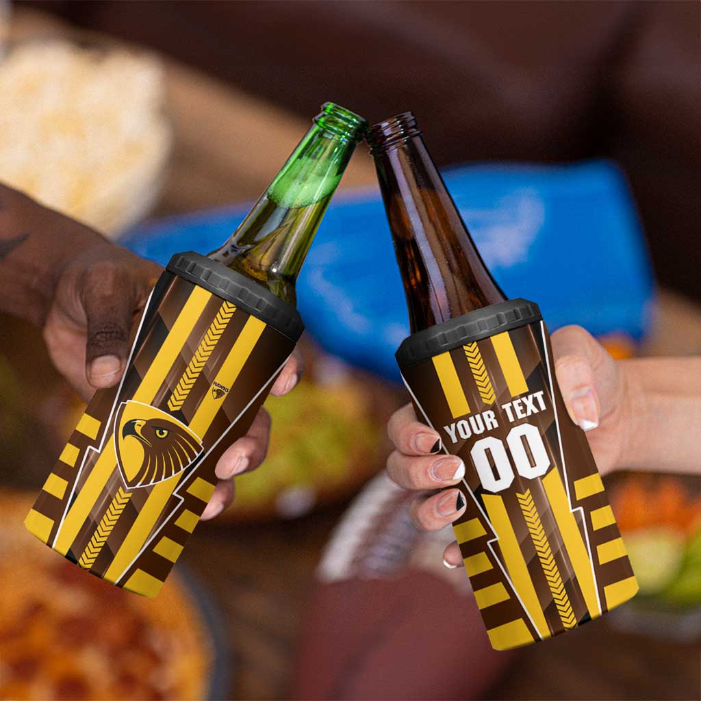 Personalized Hawthorn Hawks 4 in 1 Can Cooler Tumbler Modern Geometric Sports Graphic Style