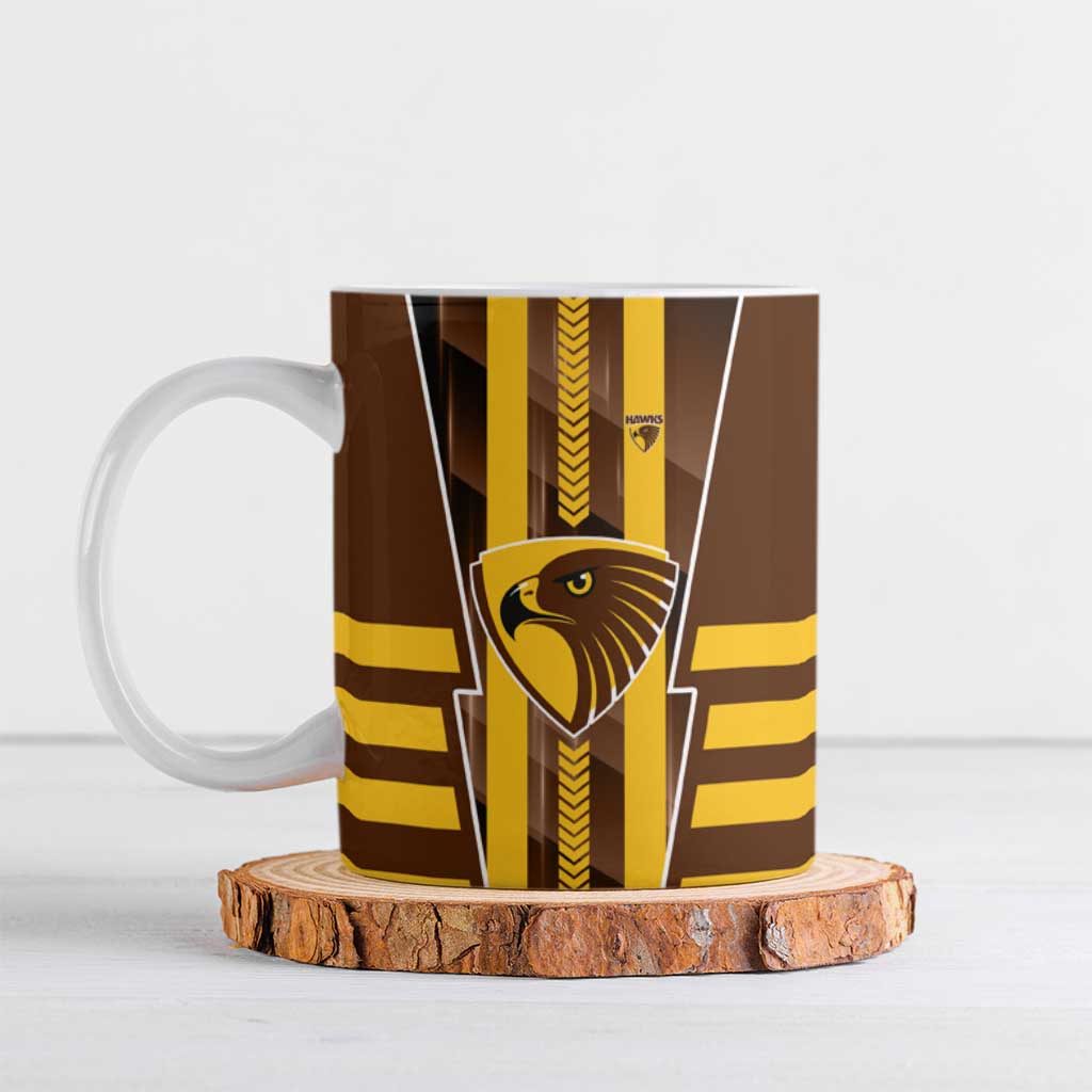 Personalized Hawthorn Hawks Ceramic Mug Modern Geometric Sports Graphic Style