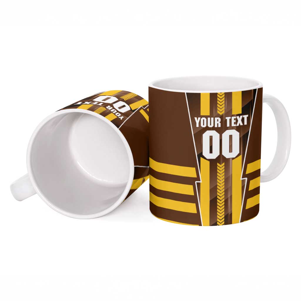 Personalized Hawthorn Hawks Ceramic Mug Modern Geometric Sports Graphic Style
