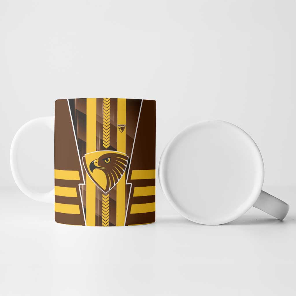 Personalized Hawthorn Hawks Ceramic Mug Modern Geometric Sports Graphic Style