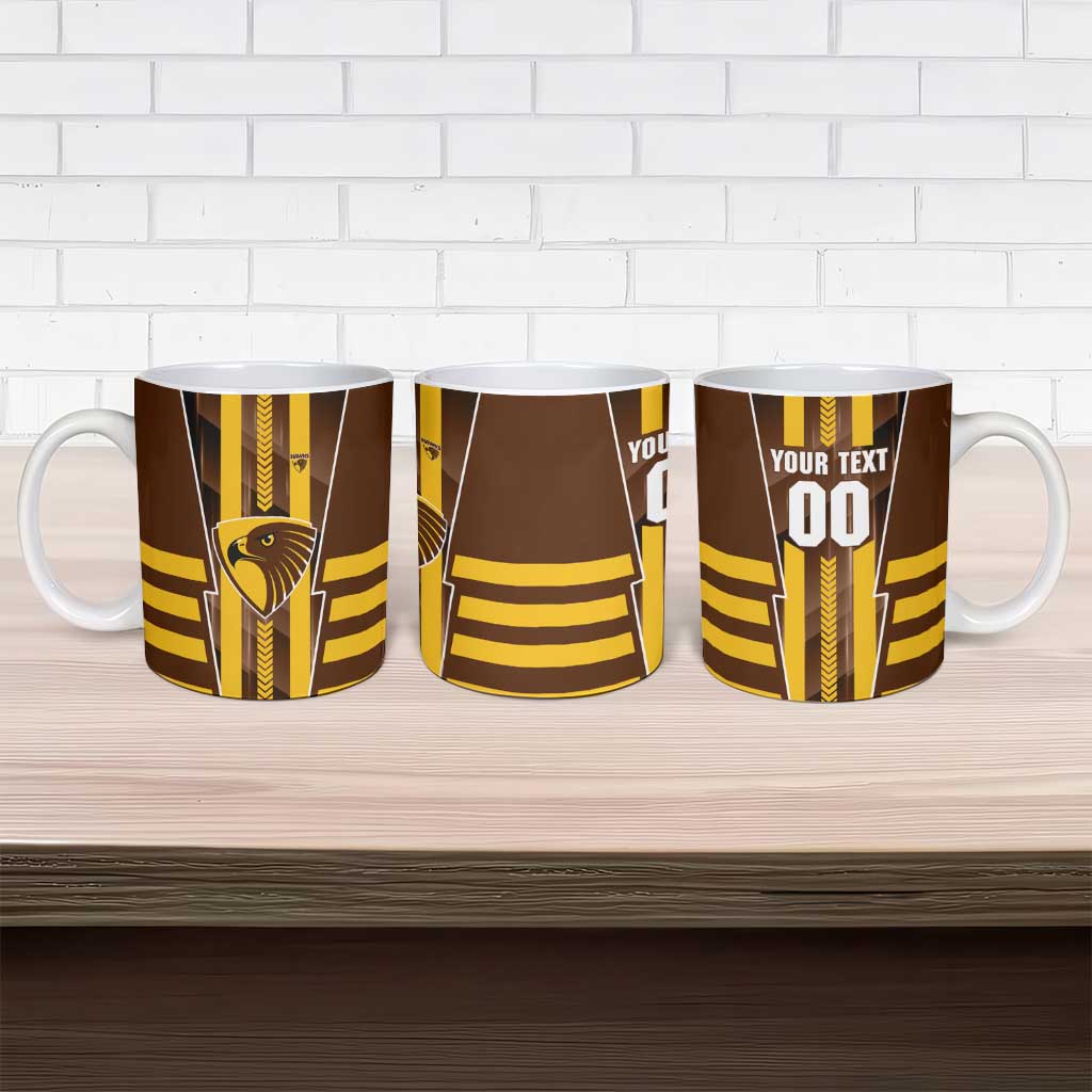 Personalized Hawthorn Hawks Ceramic Mug Modern Geometric Sports Graphic Style