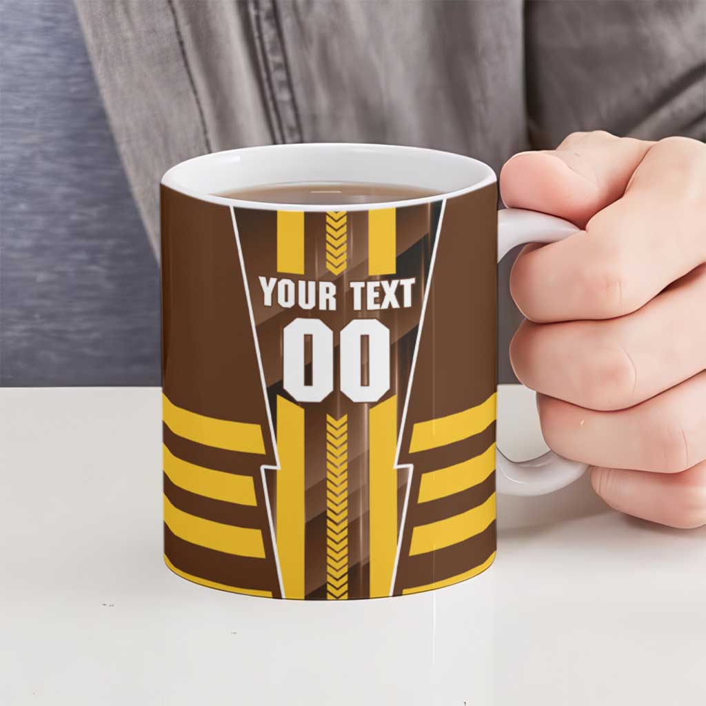 Personalized Hawthorn Hawks Ceramic Mug Modern Geometric Sports Graphic Style