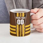Personalized Hawthorn Hawks Ceramic Mug Modern Geometric Sports Graphic Style