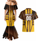 Personalized Hawthorn Hawks Couples Matching Mermaid Dress and Hawaiian Shirt Modern Geometric Sports Graphic Style