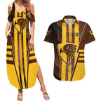 Personalized Hawthorn Hawks Couples Matching Summer Maxi Dress and Hawaiian Shirt Modern Geometric Sports Graphic Style