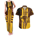 Personalized Hawthorn Hawks Couples Matching Tank Maxi Dress and Hawaiian Shirt Modern Geometric Sports Graphic Style
