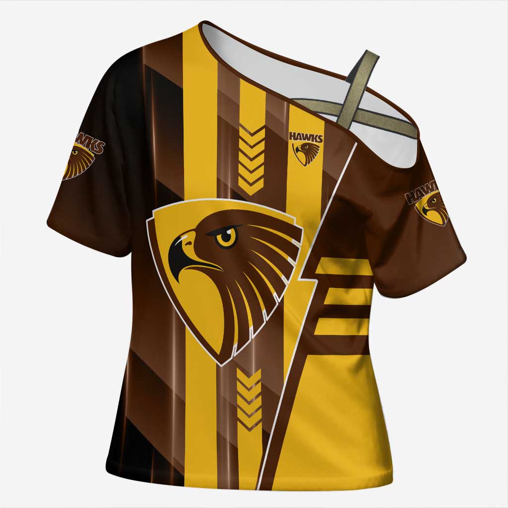 Personalized Hawthorn Hawks Cross Shoulder Shirt Modern Geometric Sports Graphic Style
