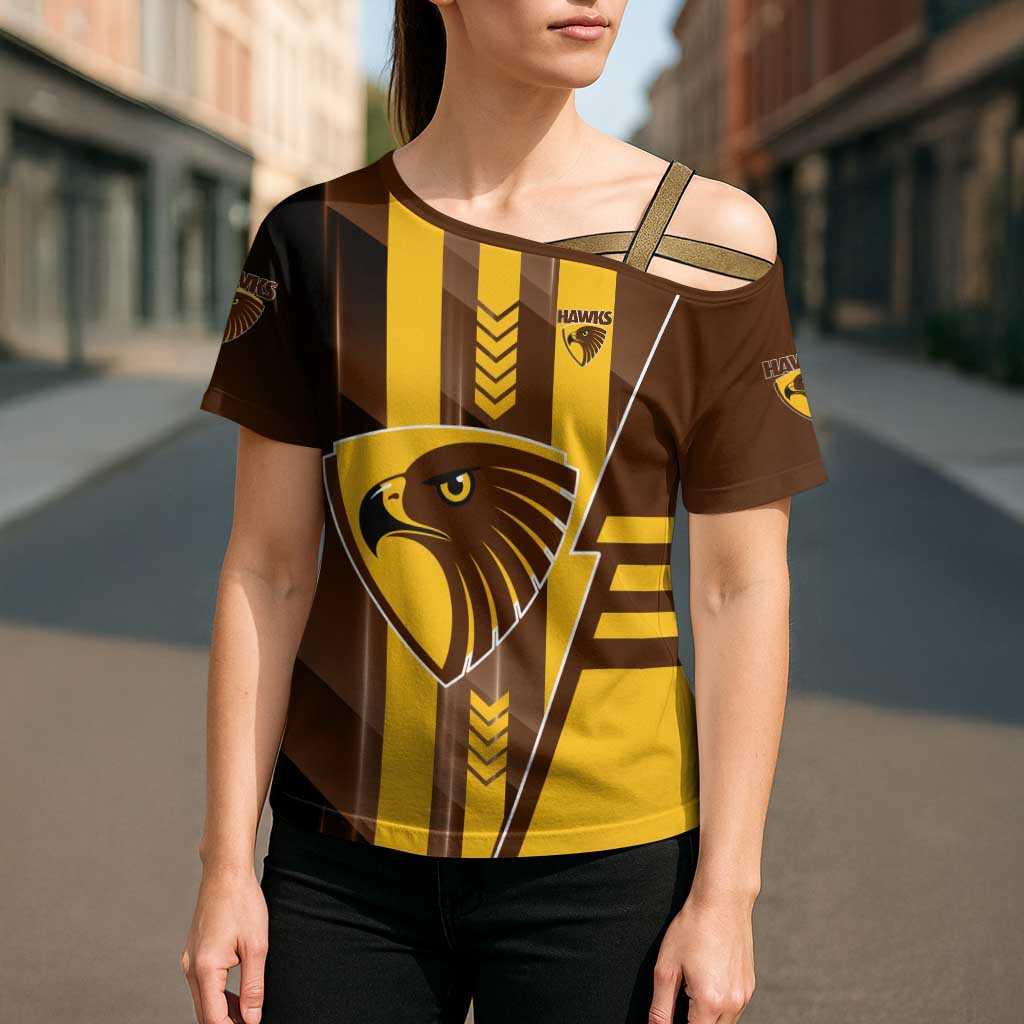 Personalized Hawthorn Hawks Cross Shoulder Shirt Modern Geometric Sports Graphic Style