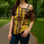 Personalized Hawthorn Hawks Cross Shoulder Shirt Modern Geometric Sports Graphic Style