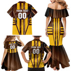 Personalized Hawthorn Hawks Family Matching Mermaid Dress and Hawaiian Shirt Modern Geometric Sports Graphic Style